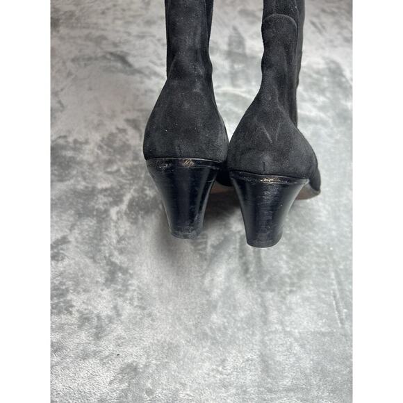 Gravati Knee High Black Suede Leather Heeled Boots Hand Made In Italy Size 9 - Picture 7 of 9